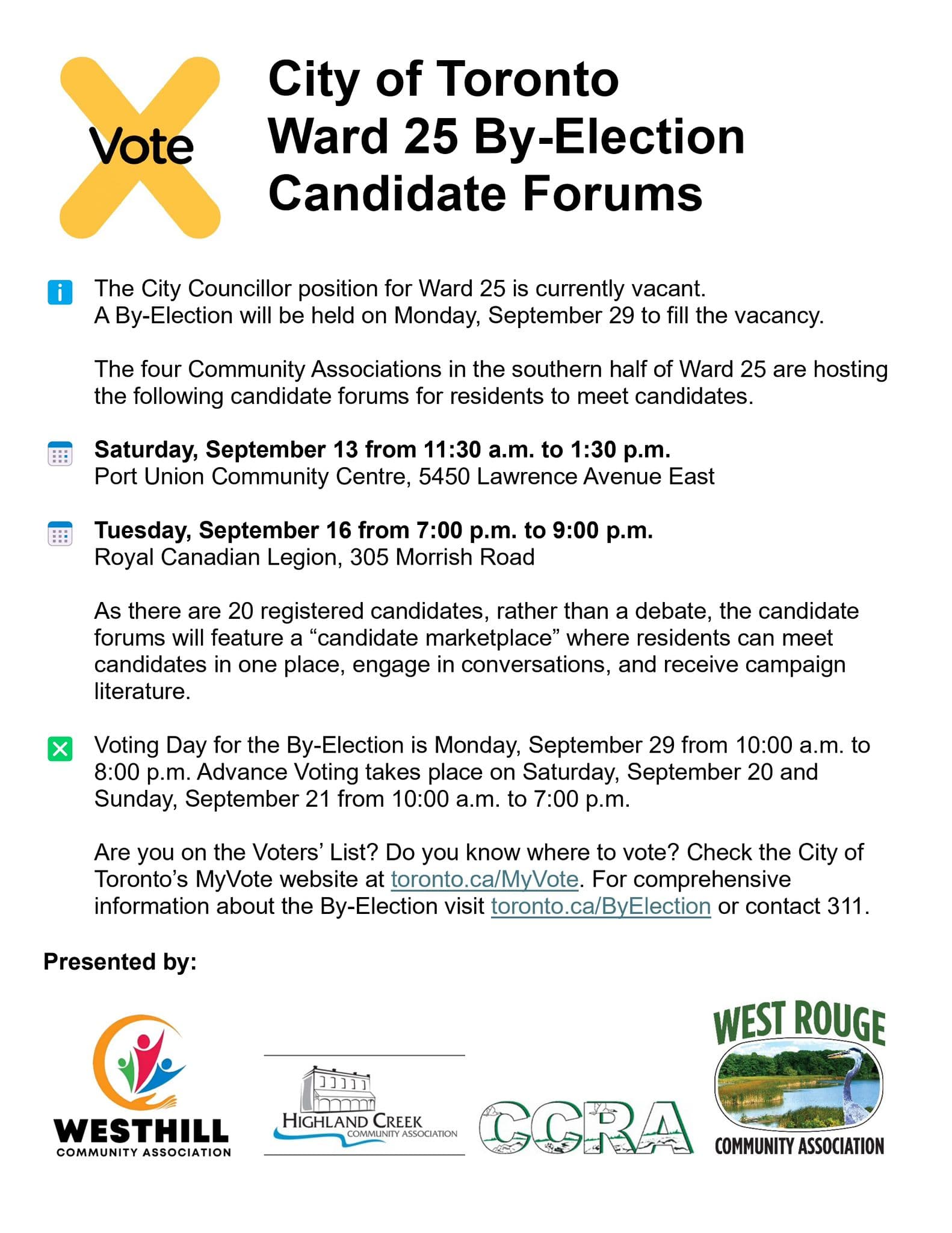 Scarborough–Rouge Park By-Election Candidate Forum Poster