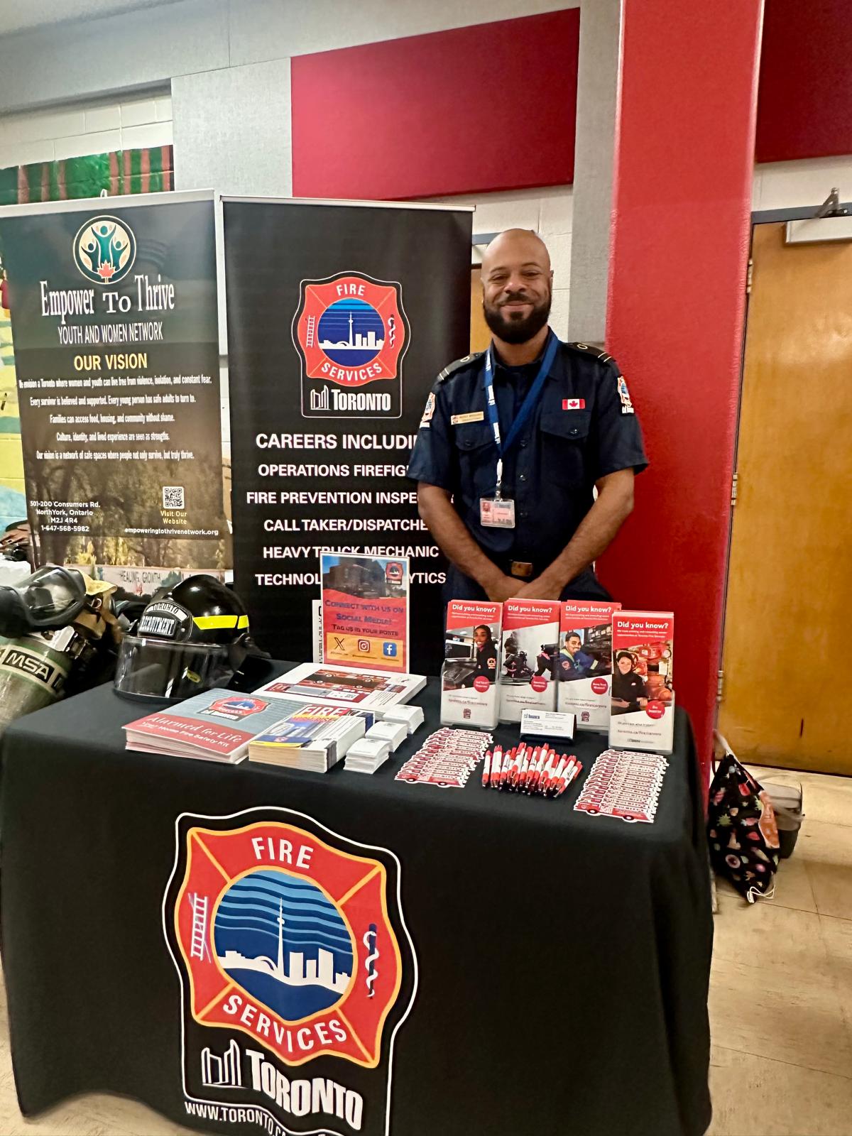 Toronto Fire Services Recruiters Booth at West Hill Job Fair