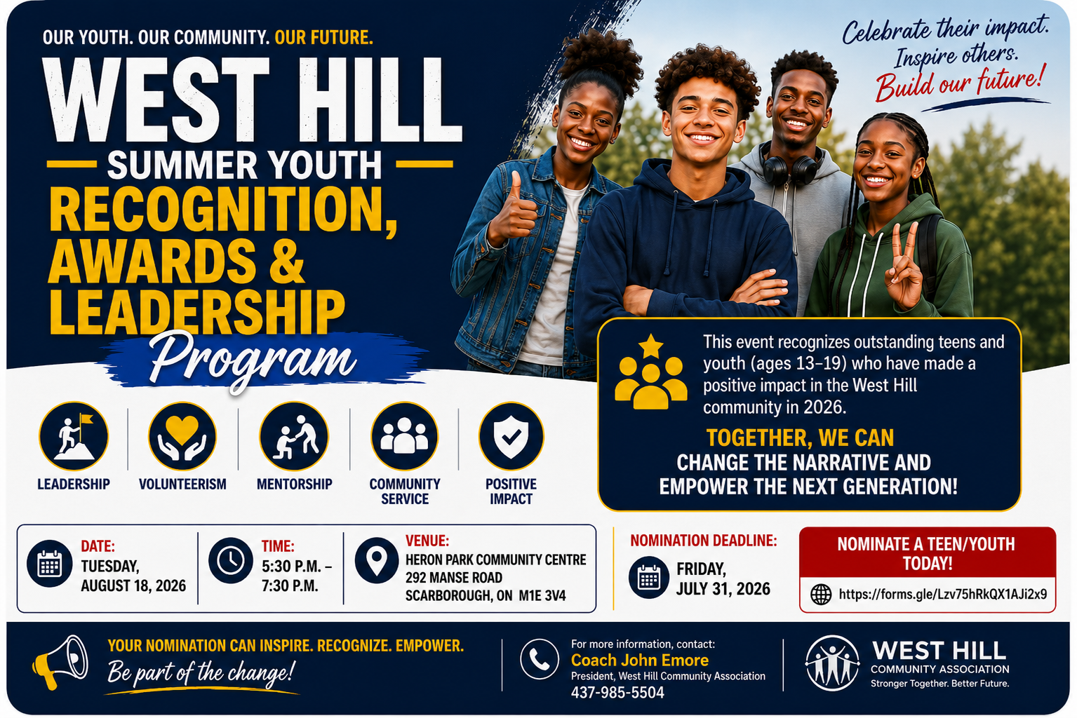 WESTHILL SUMMER YOUTH RECOGNITION AWARDS & LEADERSHIP PROGRAM